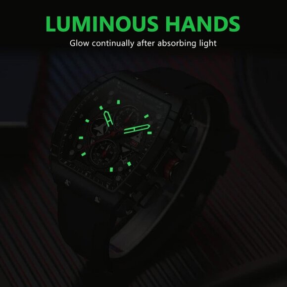 AIMES Black Men Fashion Wristwatch Large Dial Luminous Waterproof Silicon Strap - Picture 5 of 7